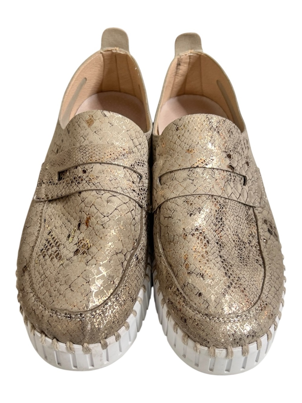 Ilse Jacobsen Hornbæk Tulip Platform Slip-Ons Metallic Wheat snakeskin SZ39=SZ8